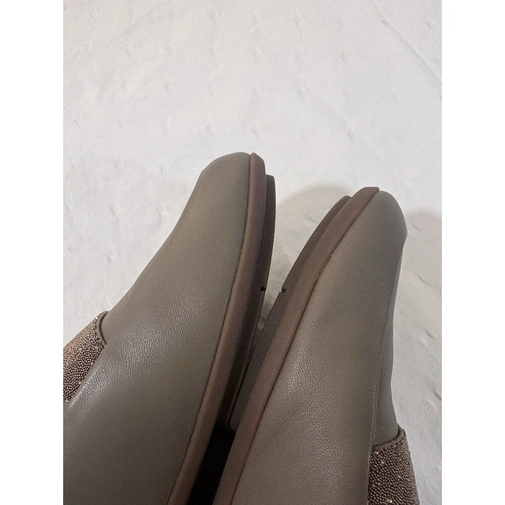 FitFlop Gracie Opul-Trim Leather Mules Minky Grey Size 7 US